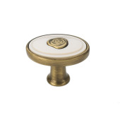 105-126 Siro Designs Roslin - 32mm Knob in Brushed Antique Brass/Almond